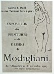 photo of poster for Modigliani's only one-man exhibition, 1917 ©Archives Berthe Weill, in public domain from Wikimedia.org