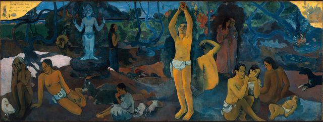 Where do we come from? Who are we? Where are we going? Paul Gaugin, 1897 oil on canvas, 55 x 148 in Museum of Fine Arts, Boston photo in public domain from Wikimedia Commons
